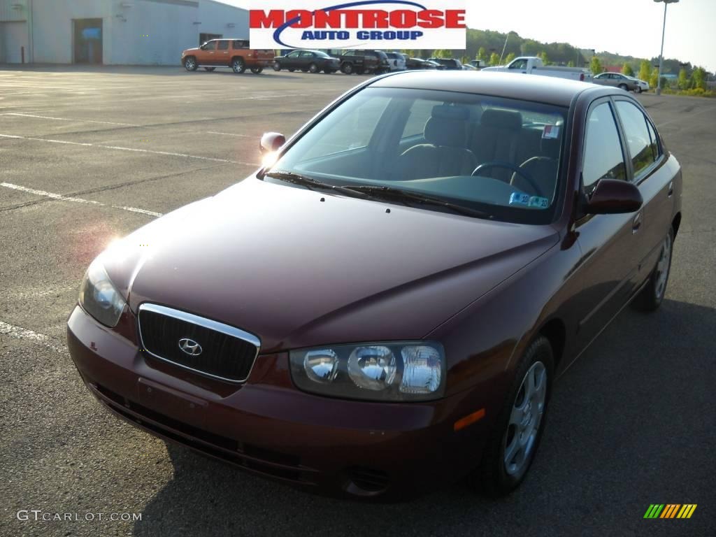 2002 Elantra GLS Sedan - Chianti Red / Beige photo #21