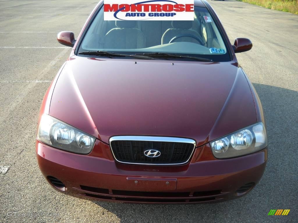 2002 Elantra GLS Sedan - Chianti Red / Beige photo #22