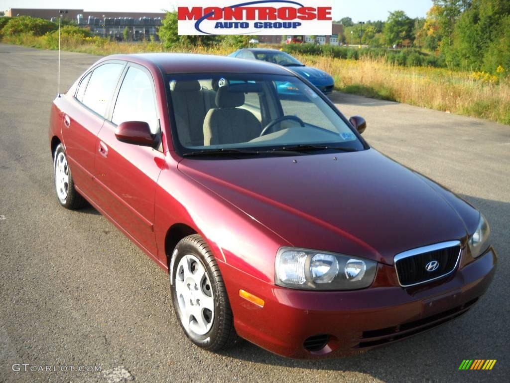 2002 Elantra GLS Sedan - Chianti Red / Beige photo #23