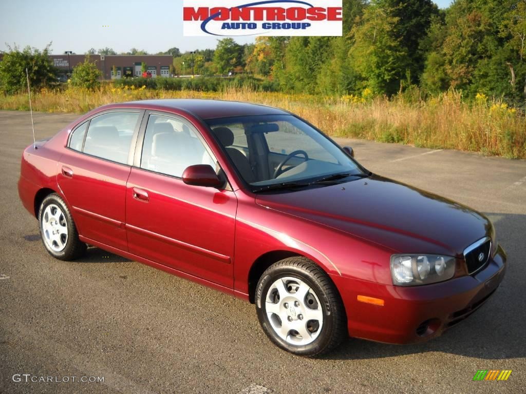 2002 Elantra GLS Sedan - Chianti Red / Beige photo #24