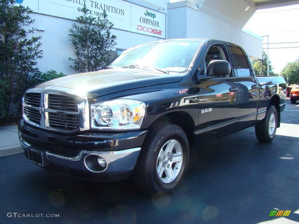 2008 Ram 1500 Lone Star Edition Quad Cab - Brilliant Black Crystal Pearl / Medium Slate Gray photo #2