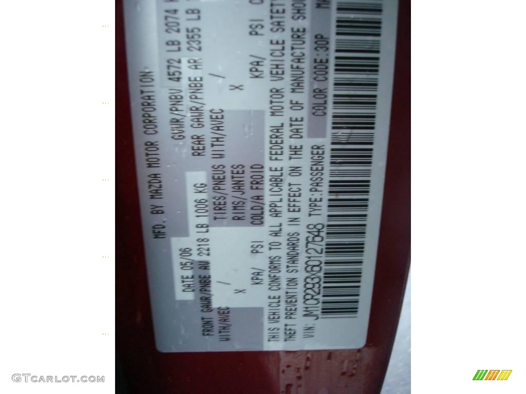 2006 MAZDA5 Sport - Cardinal Red Mica / Black photo #19