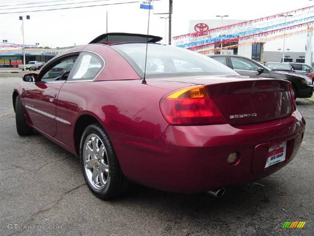 2001 Sebring LXi Coupe - Ruby Red Pearlcoat / Black/Light Gray photo #3