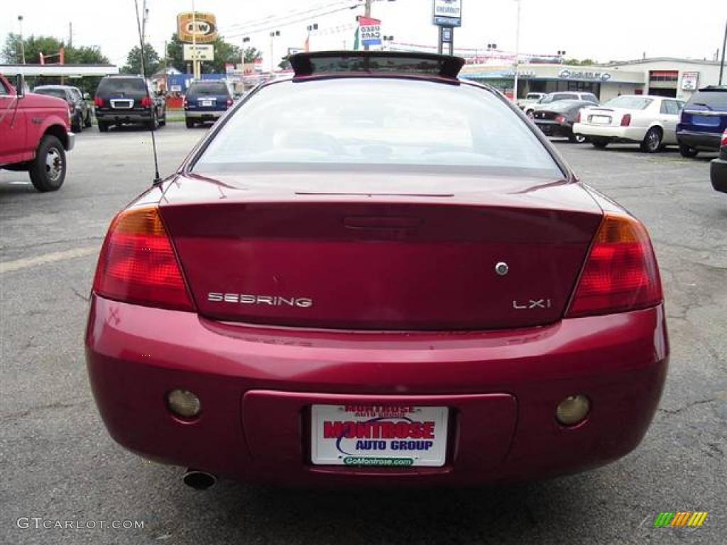 2001 Sebring LXi Coupe - Ruby Red Pearlcoat / Black/Light Gray photo #4
