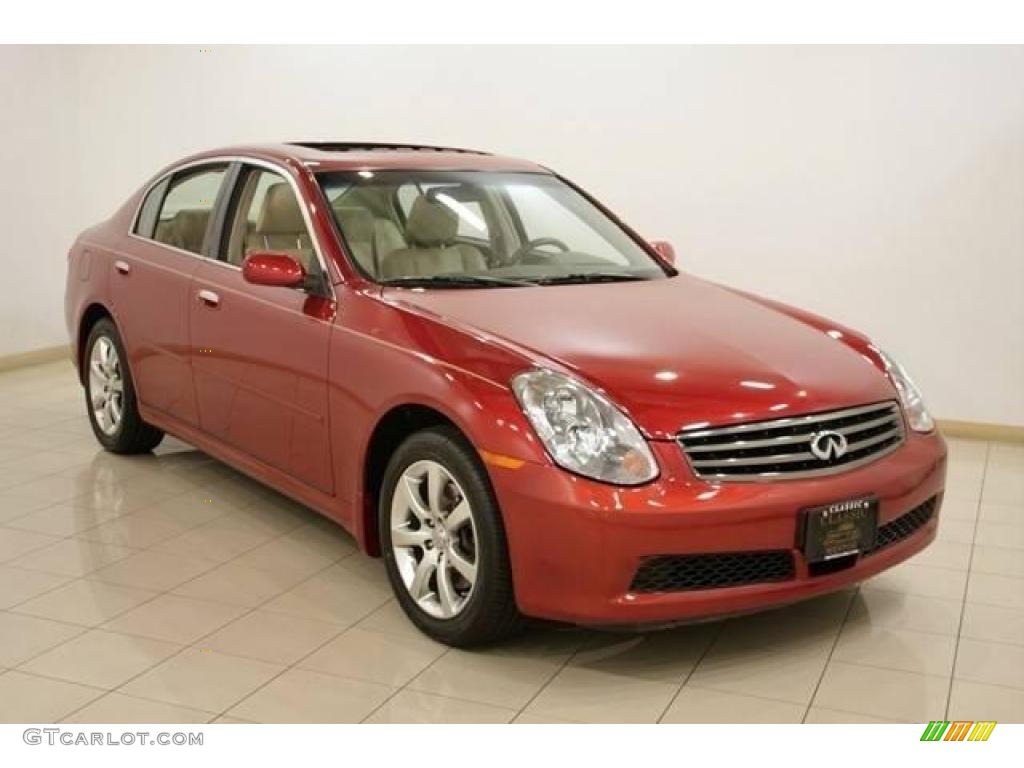 2006 G 35 x Sedan - Garnet Fire Red Metallic / Wheat photo #1