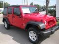 2010 Flame Red Jeep Wrangler Unlimited Sport 4x4  photo #3