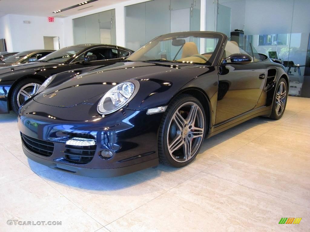 2008 911 Turbo Cabriolet - Midnight Blue Metallic / Sand Beige photo #3