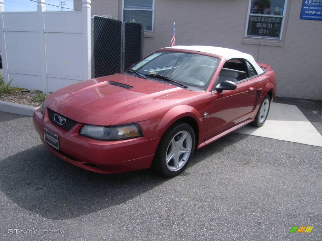 1999 Mustang GT Convertible - Laser Red Metallic / Light Graphite photo #2