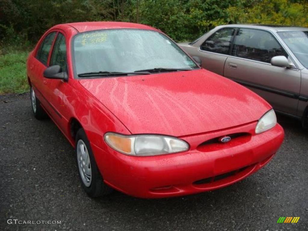 1999 Escort LX Sedan - Bright Red / Medium Graphite photo #1
