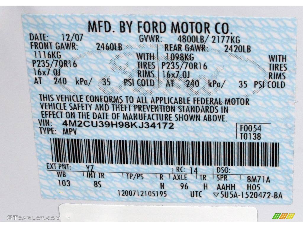 2008 Mariner Hybrid 4WD - Oxford White / Stone photo #17