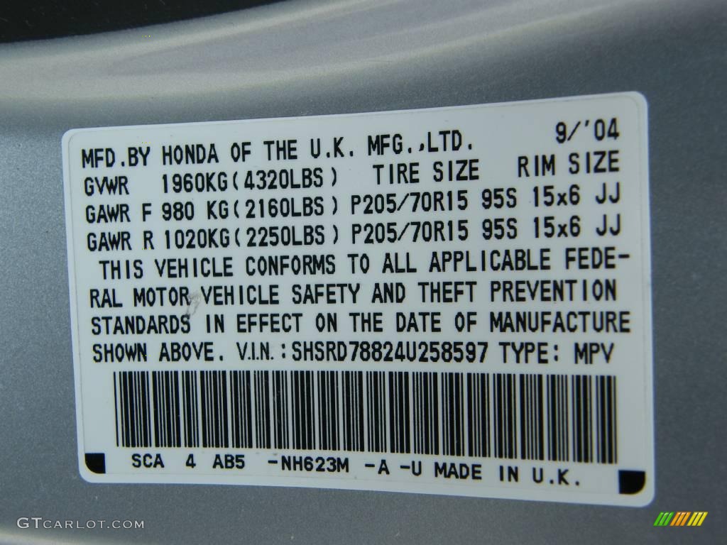 2004 CR-V EX 4WD - Satin Silver Metallic / Black photo #34
