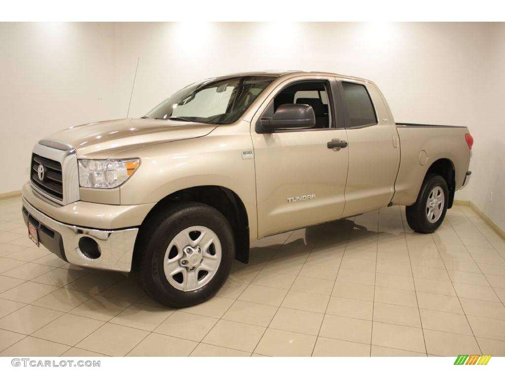 2008 Tundra SR5 Double Cab 4x4 - Desert Sand Mica / Black photo #3