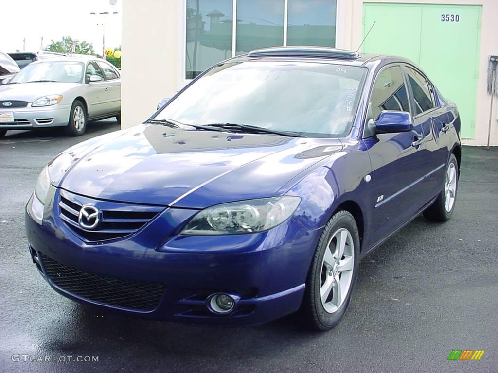2004 MAZDA3 s Sedan - Strato Blue Mica / Black/Blue photo #7