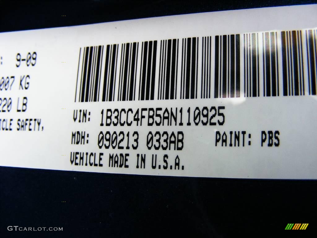 2010 Avenger Color Code PBS for Deep Water Blue Pearl Photo #18530140