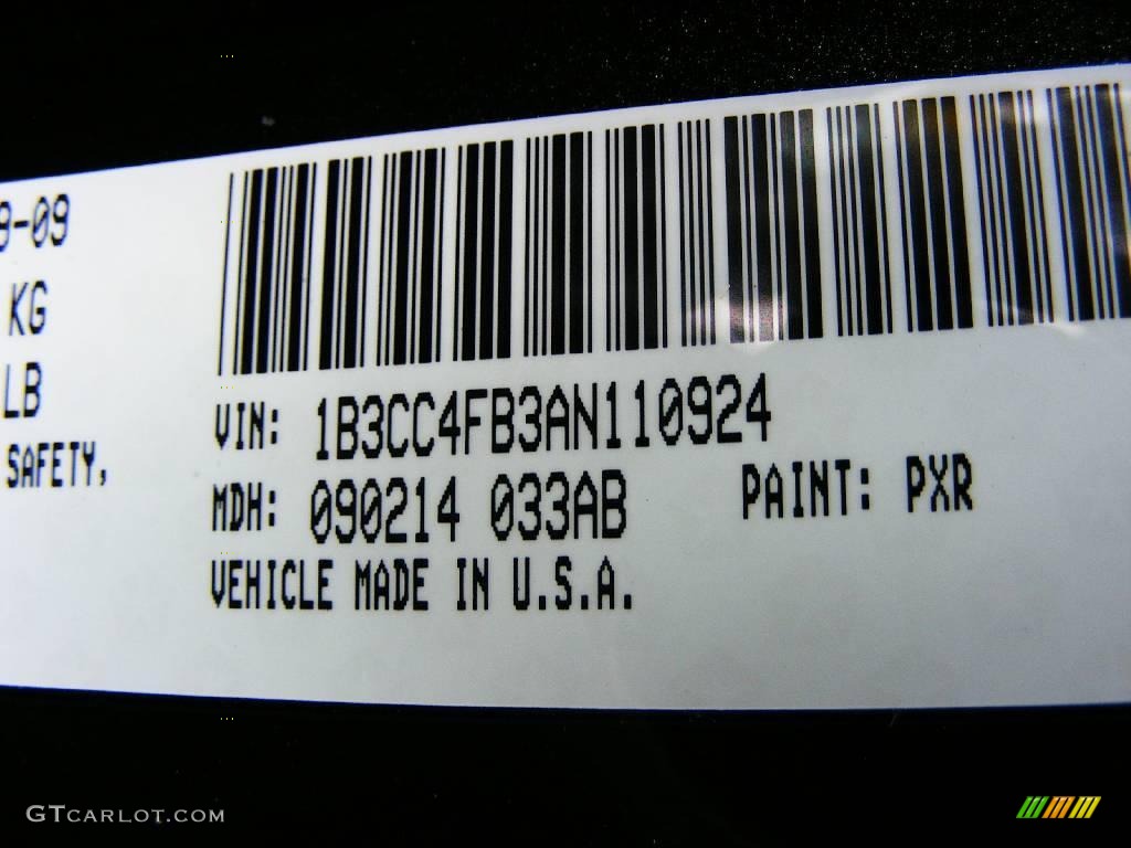 2010 Avenger Color Code PXR for Brilliant Black Crystal Pearl Photo #18530232