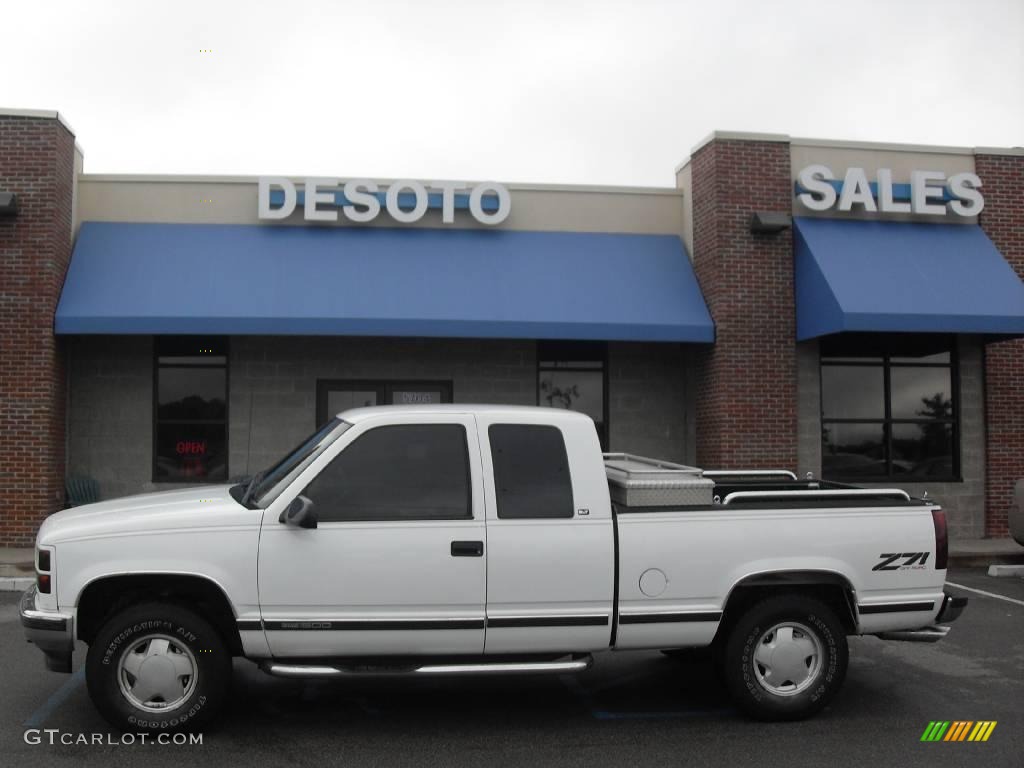 1997 Sierra 1500 SLT Extended Cab 4x4 - Olympic White / Red photo #1
