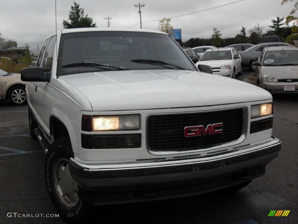 1997 Sierra 1500 SLT Extended Cab 4x4 - Olympic White / Red photo #4