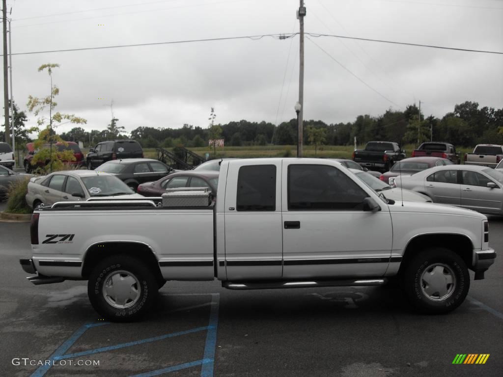 1997 Sierra 1500 SLT Extended Cab 4x4 - Olympic White / Red photo #5