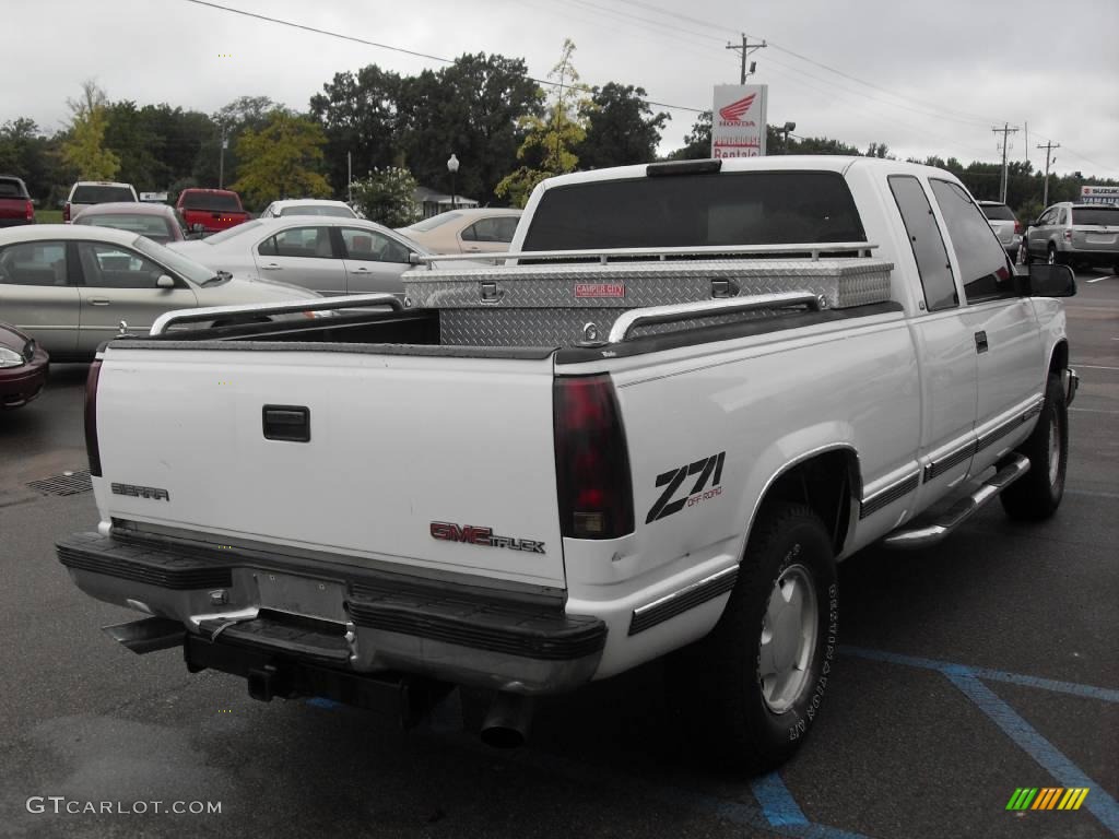 1997 Sierra 1500 SLT Extended Cab 4x4 - Olympic White / Red photo #6