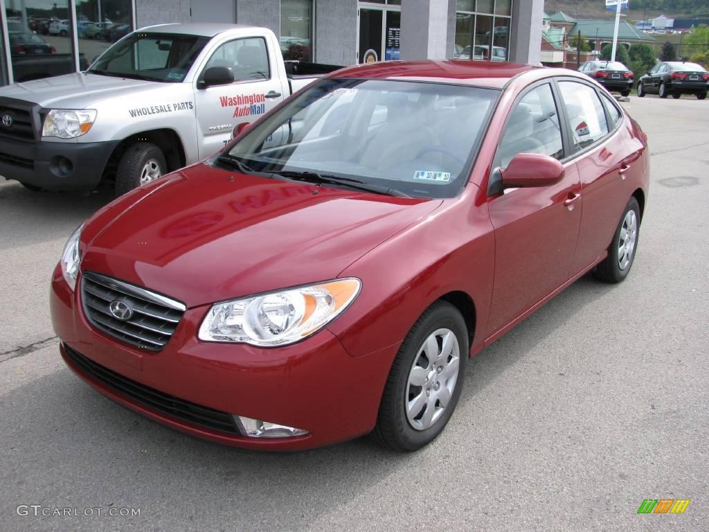 2008 Elantra GLS Sedan - Apple Red Pearl / Beige photo #2