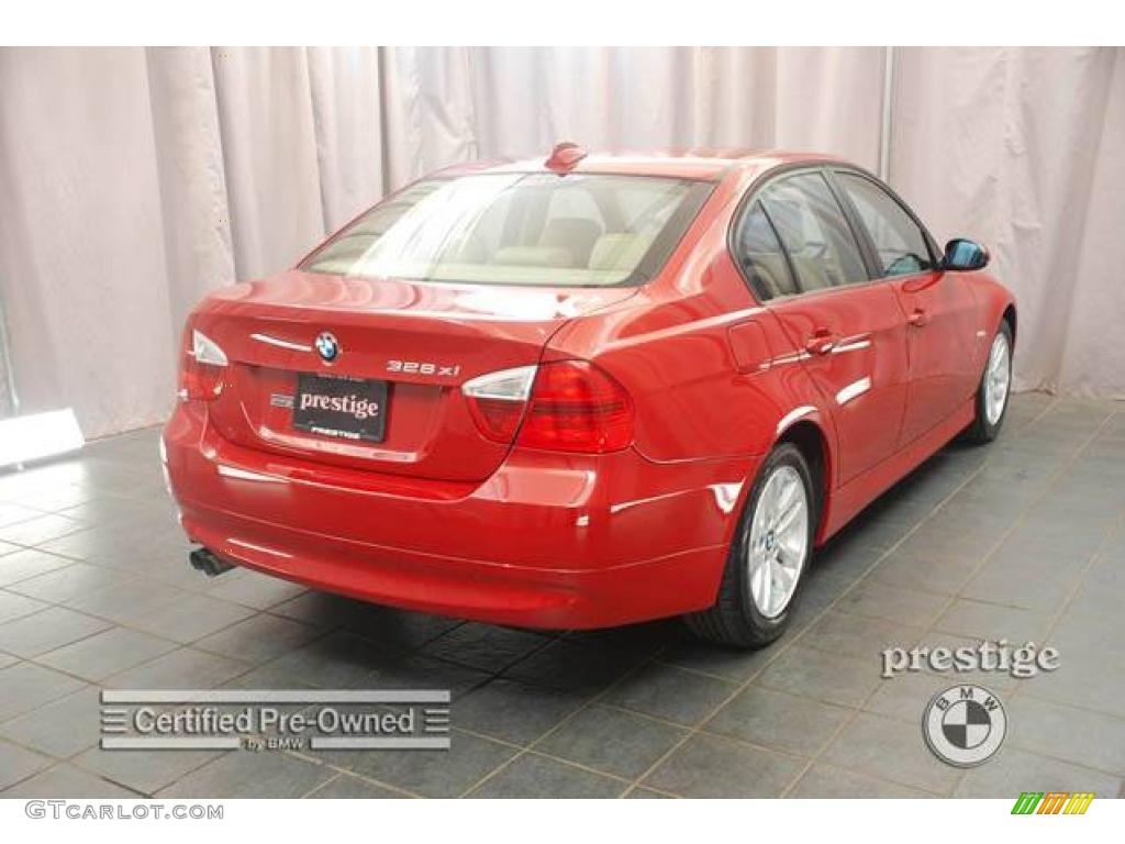 2007 3 Series 328xi Sedan - Crimson Red / Beige photo #2