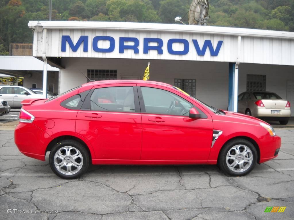 2008 Focus SES Sedan - Vermillion Red / Medium Stone photo #1