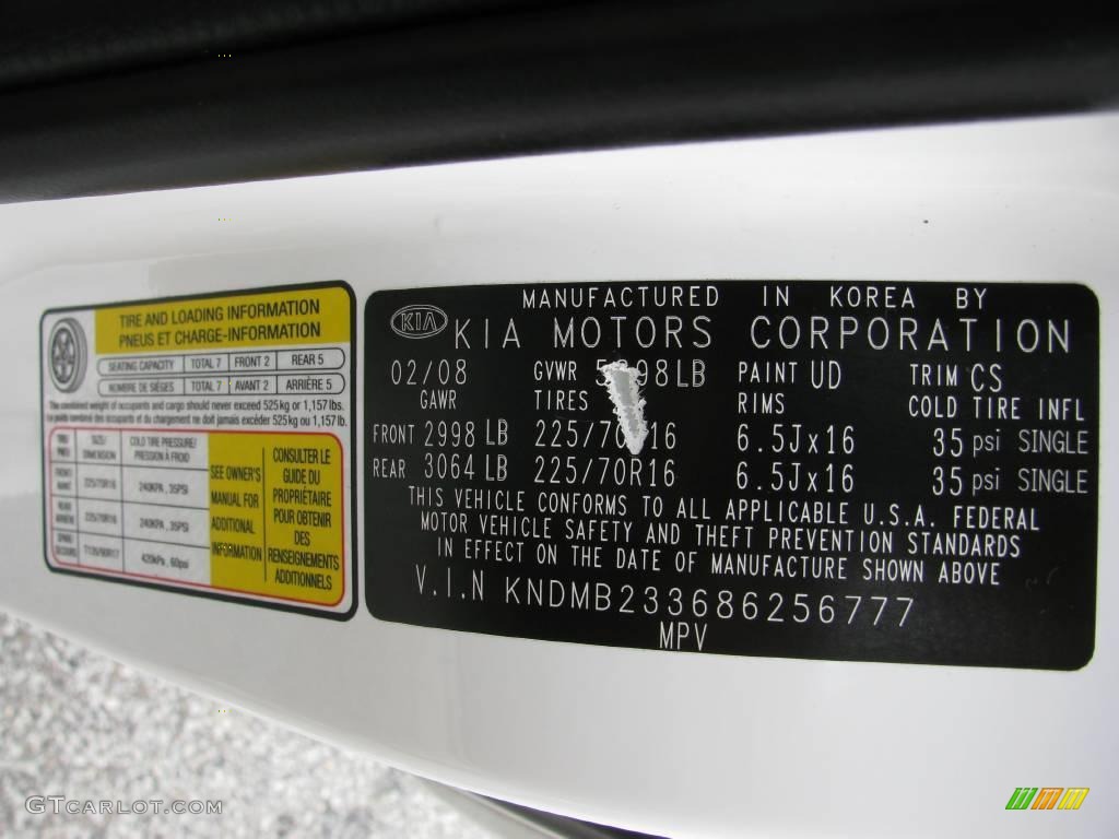 2008 Sedona LX - White / Beige photo #14