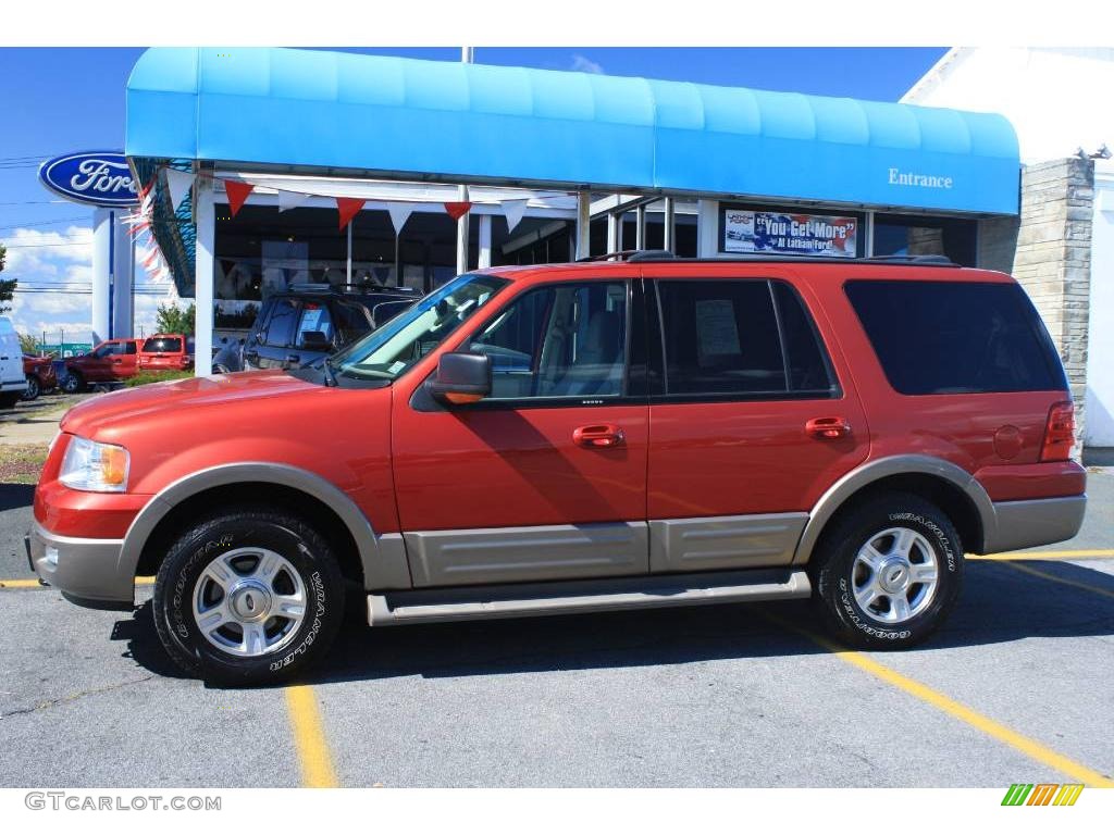 2003 Expedition Eddie Bauer 4x4 - Laser Red Tinted Metallic / Medium Parchment photo #4