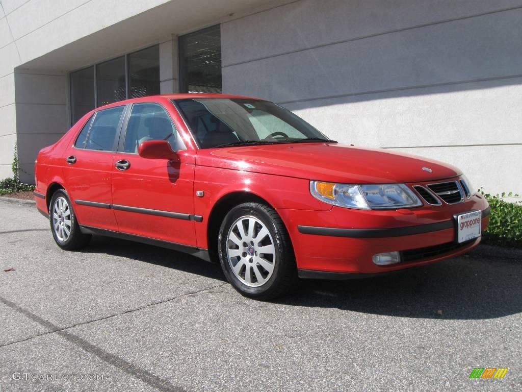 2003 9-5 Linear Sedan - Laser Red / Sand Beige photo #1