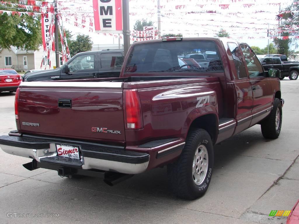 1995 Sierra 1500 SLE Extended Cab 4x4 - Dark Hunt Club Red Metallic / Burgundy photo #3