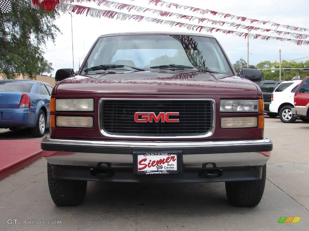 1995 Sierra 1500 SLE Extended Cab 4x4 - Dark Hunt Club Red Metallic / Burgundy photo #5