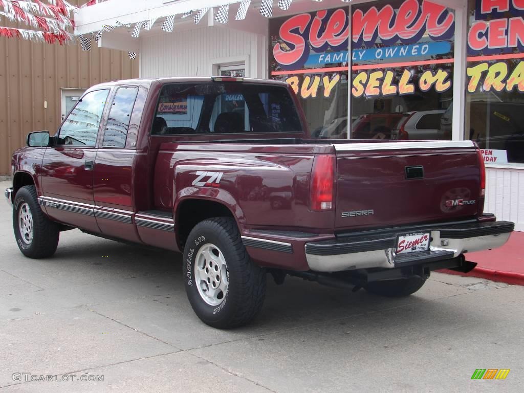 1995 Sierra 1500 SLE Extended Cab 4x4 - Dark Hunt Club Red Metallic / Burgundy photo #8