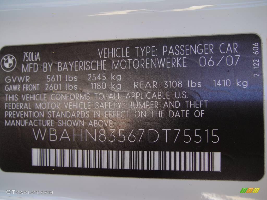 2007 7 Series 750Li Sedan - Alpine White / Beige photo #15