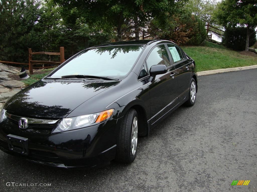 2008 Civic LX Sedan - Nighthawk Black Pearl / Gray photo #1