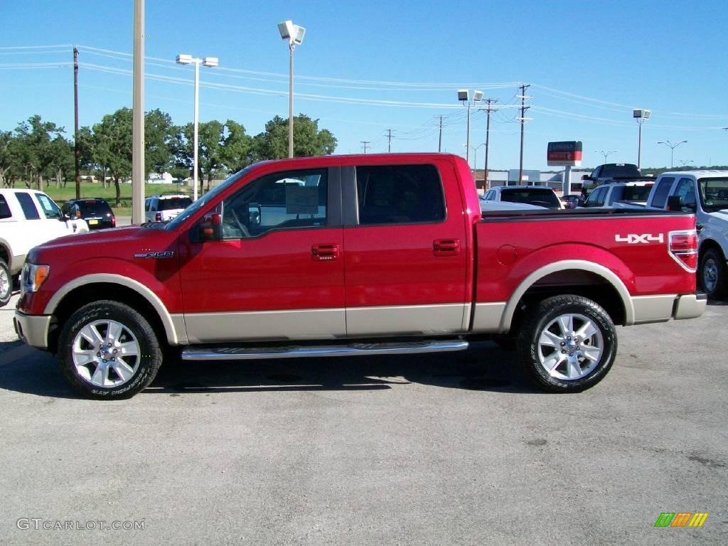 2010 F150 Lariat SuperCrew 4x4 - Red Candy Metallic / Tan photo #2