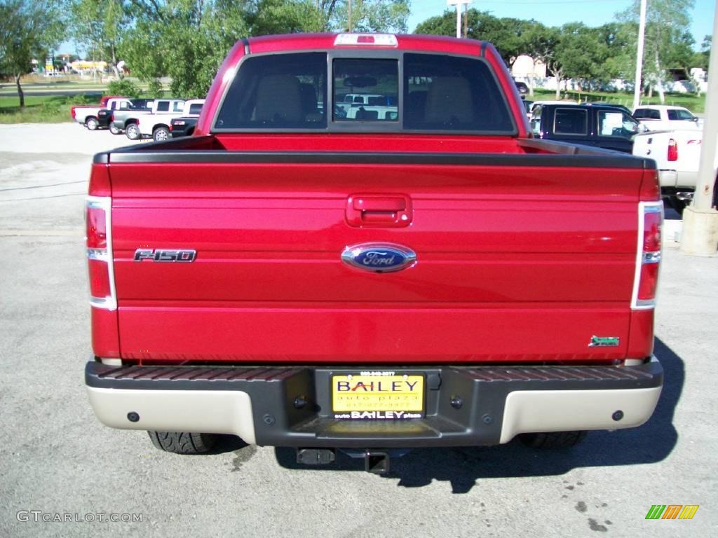 2010 F150 Lariat SuperCrew 4x4 - Red Candy Metallic / Tan photo #6