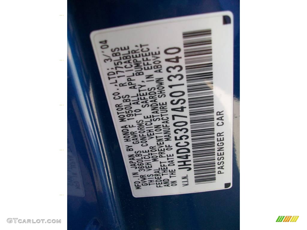 2004 RSX Type S Sports Coupe - Arctic Blue Pearl / Ebony photo #35