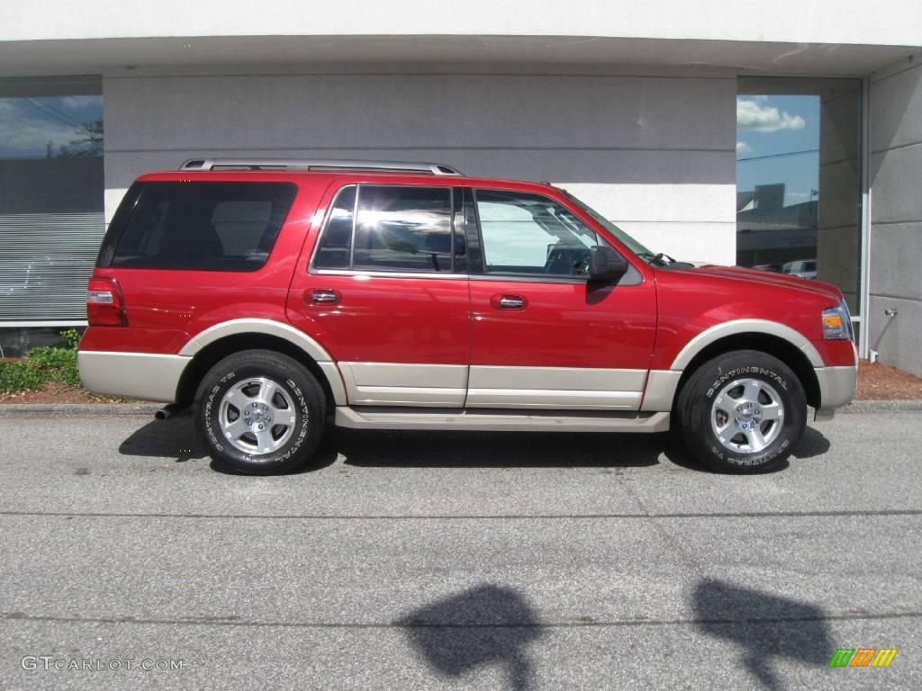 2009 Expedition Eddie Bauer 4x4 - Sangria Red Metallic / Charcoal Black Leather/Camel photo #2