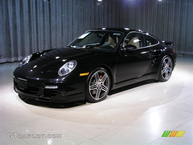 2007 911 Turbo Coupe - Basalt Black Metallic / Sand Beige photo #1