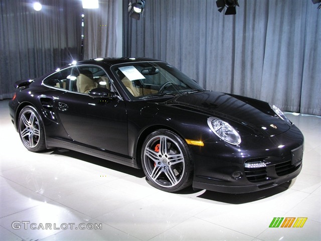 2007 911 Turbo Coupe - Basalt Black Metallic / Sand Beige photo #3