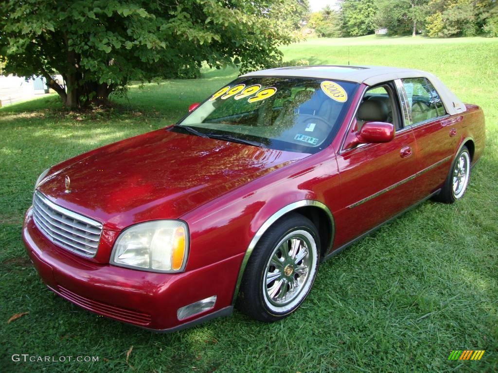 2003 Crimson Red Pearl Cadillac DeVille Sedan 18686137 Photo 2