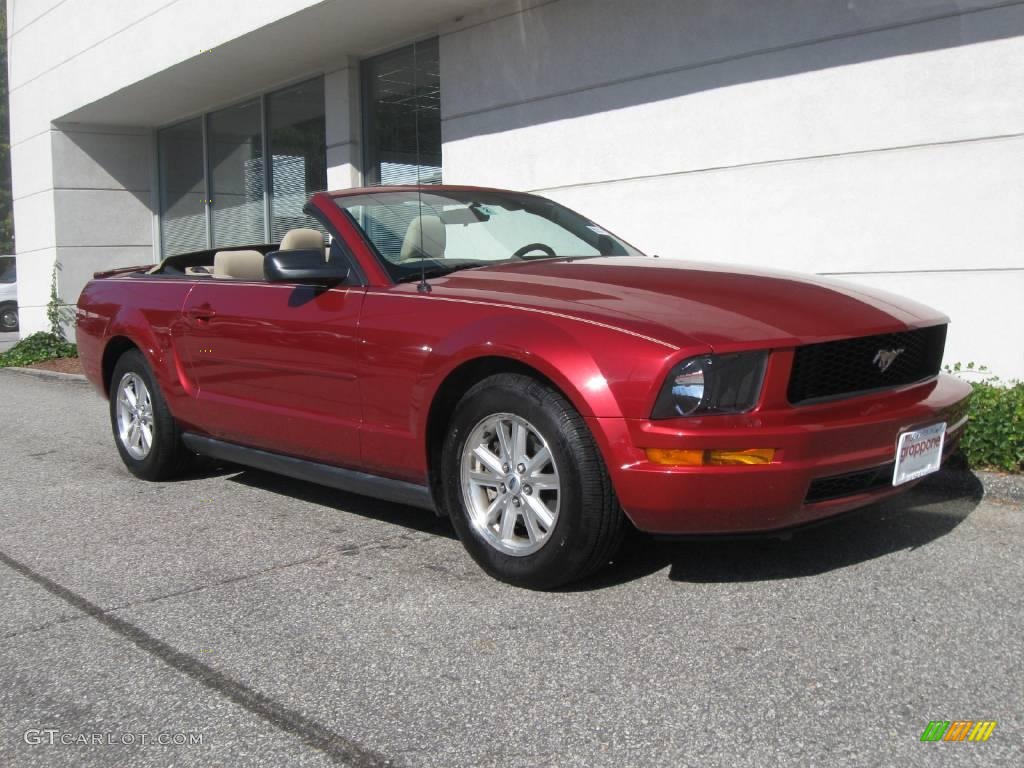 2007 Mustang V6 Deluxe Convertible - Redfire Metallic / Medium Parchment photo #1