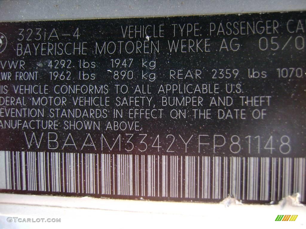 2000 3 Series 323i Sedan - Titanium Silver Metallic / Black photo #16