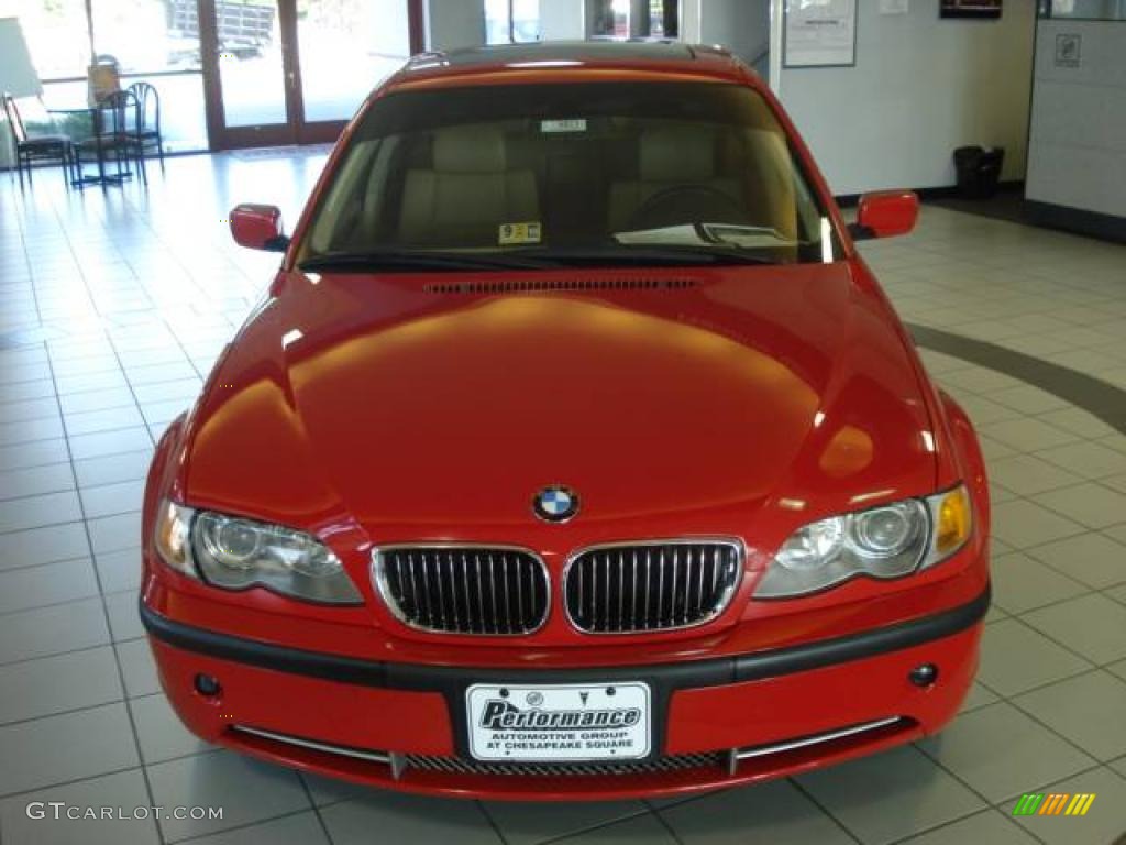2003 3 Series 330i Sedan - Electric Red / Beige photo #9