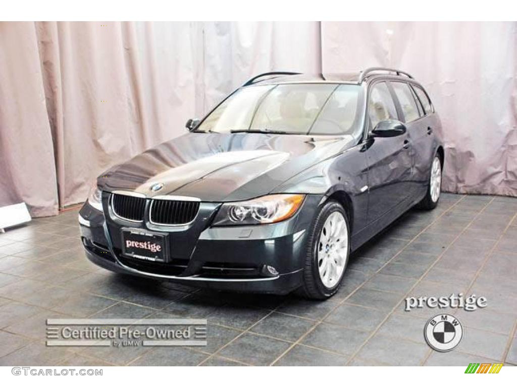 2007 3 Series 328xi Wagon - Deep Green Metallic / Beige photo #1