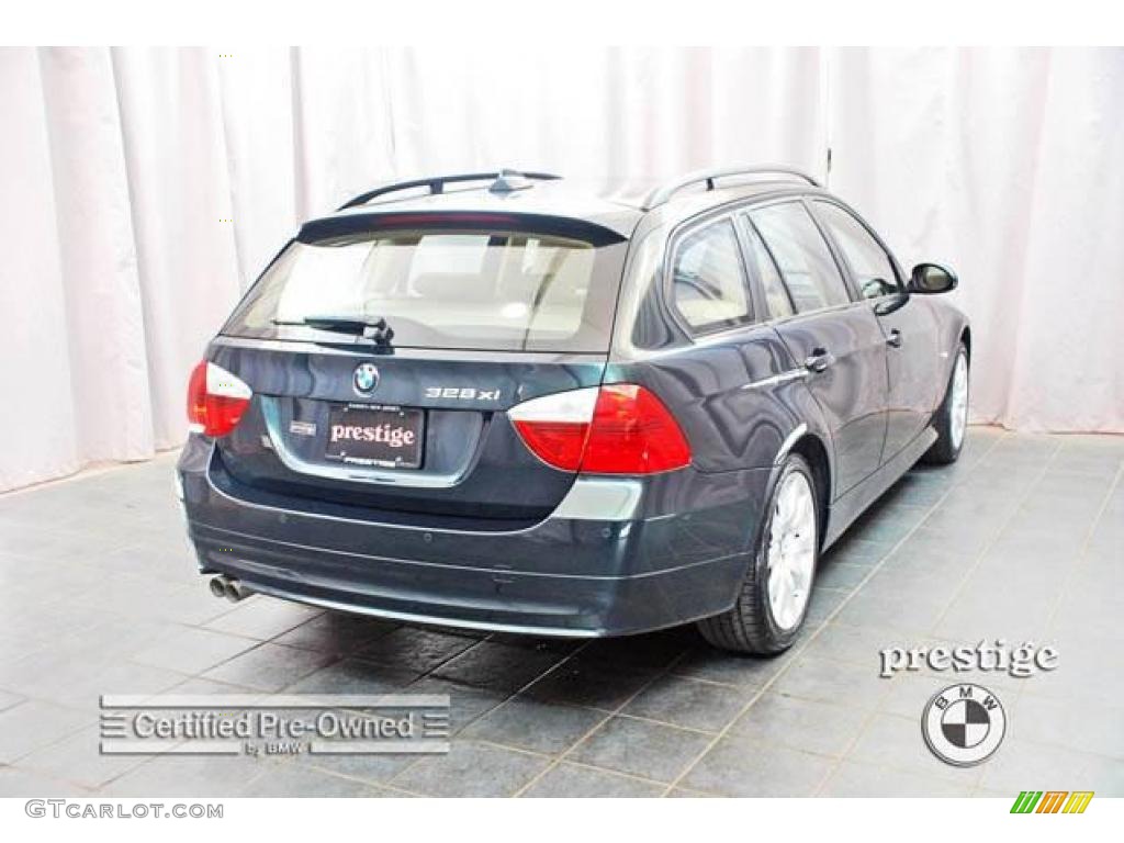 2007 3 Series 328xi Wagon - Deep Green Metallic / Beige photo #2