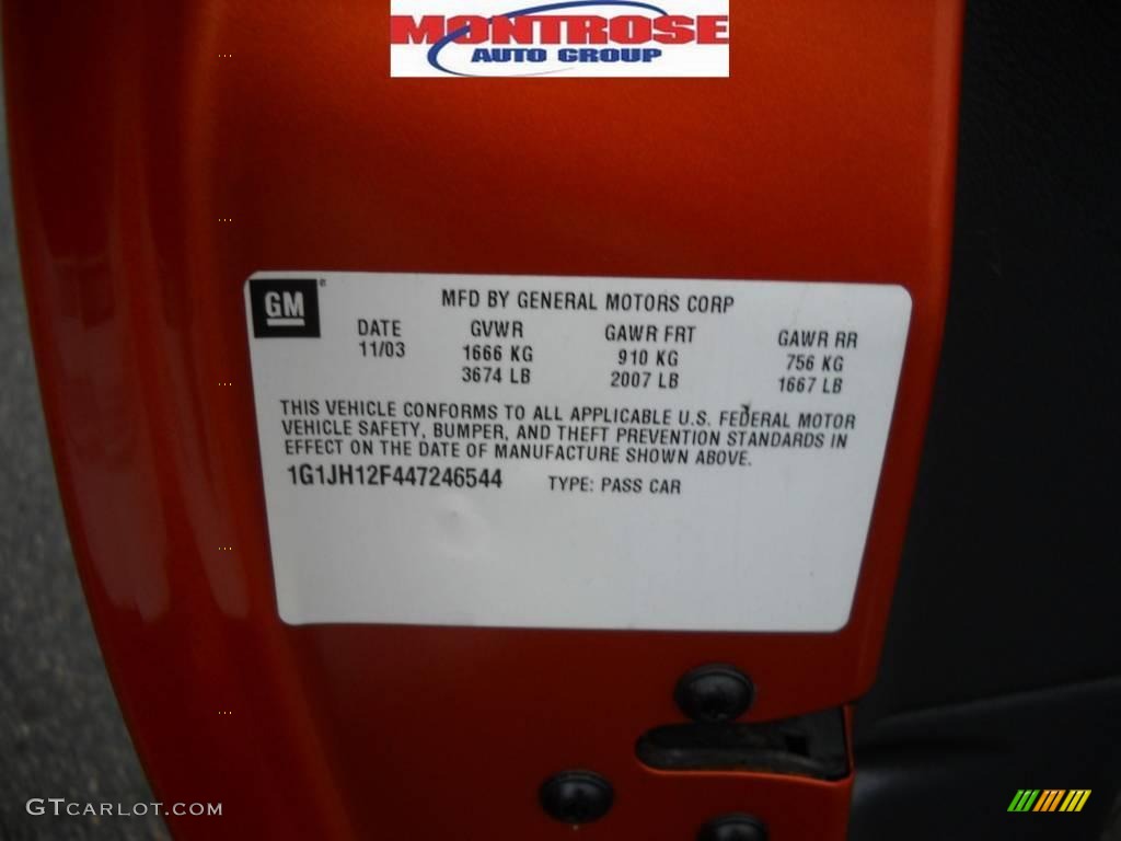 2004 Cavalier LS Sport Coupe - Sunburst Orange / Graphite photo #11