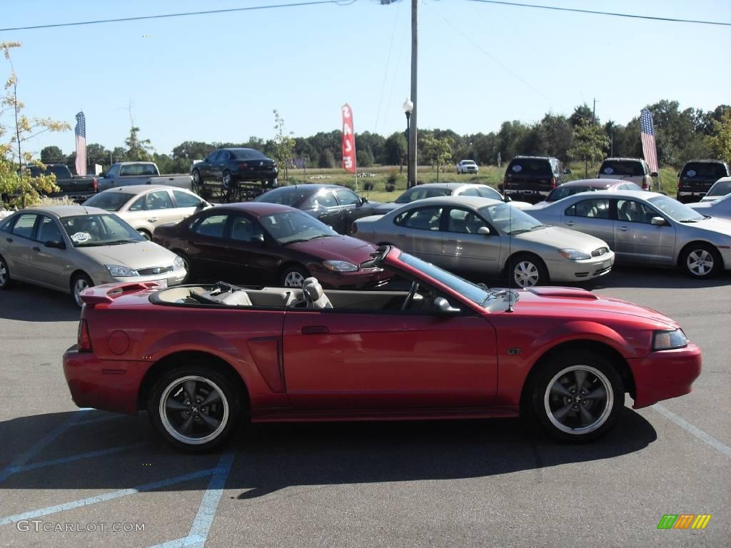 2001 Mustang GT Convertible - Laser Red Metallic / Medium Parchment photo #7