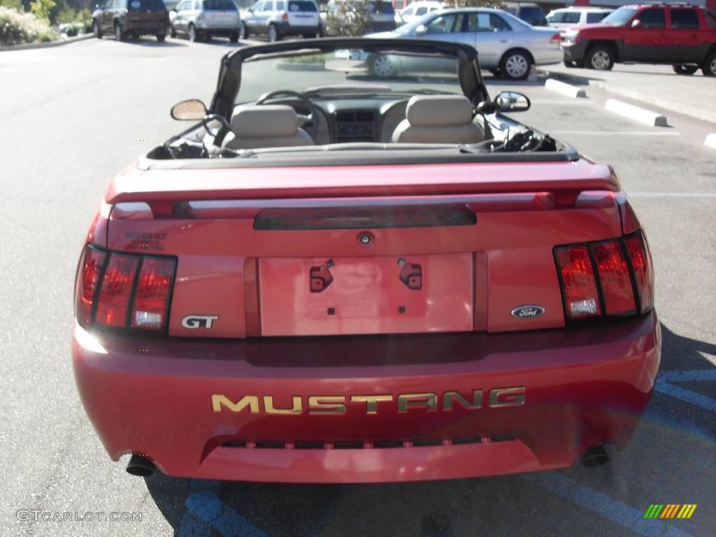 2001 Mustang GT Convertible - Laser Red Metallic / Medium Parchment photo #9