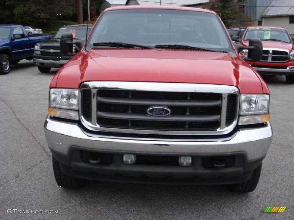 2002 F250 Super Duty XLT SuperCab 4x4 - Red Clearcoat / Medium Flint photo #9